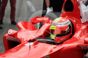 World © Octane Photographic Ltd. Formula 1 – German GP. Scuderia Ferrari F2004 of Michael Schumacher being driven by his son Mick Schumacher. Hockenheimring, Hockenheim, Germany. Saturday 27th July 2019.