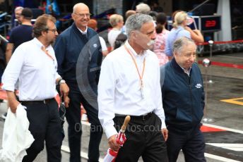 World © Octane Photographic Ltd. Formula 1 – German GP. Chase Carey andn Jean Todt at the  Scuderia Ferrari F2004 of Michael Schumacher being driven by his son Mick Schumacher. Hockenheimring, Hockenheim, Germany. Sunday 28th July 2019.