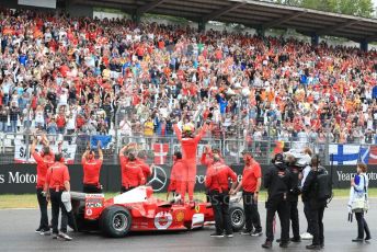 World © Octane Photographic Ltd. Formula 1 – German GP. Scuderia Ferrari F2004 of Michael Schumacher being driven by his son Mick Schumacher. Hockenheimring, Hockenheim, Germany. Sunday 28th July 2019.