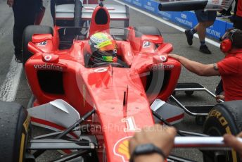 World © Octane Photographic Ltd. Formula 1 – German GP. Scuderia Ferrari F2004 of Michael Schumacher being driven by his son Mick Schumacher. Hockenheimring, Hockenheim, Germany. Saturday 27th July 2019.