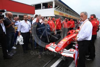 World © Octane Photographic Ltd. Formula 1 – German GP. Scuderia Ferrari F2004 of Michael Schumacher being driven by his son Mick Schumacher. Hockenheimring, Hockenheim, Germany. Sunday 28th July 2019.