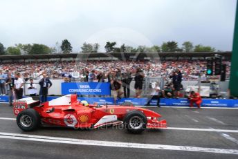 World © Octane Photographic Ltd. Formula 1 – German GP. Scuderia Ferrari F2004 of Michael Schumacher being driven by his son Mick Schumacher. Hockenheimring, Hockenheim, Germany. Sunday 28th July 2019.