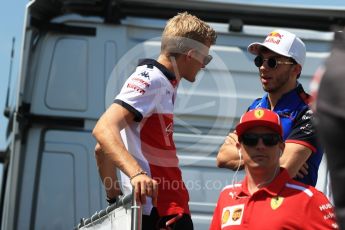 World © Octane Photographic Ltd. Formula 1 – Hungarian GP - Drivers’ Parade. Alfa Romeo Sauber F1 Team C37 – Marcus Ericsson and Scuderia Ferrari SF71-H – Kimi Raikkonen. Hungaroring, Budapest, Hungary. Sunday 29th July 2018.