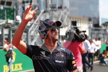 World © Octane Photographic Ltd. Formula 1 – Hungarian GP - Drivers’ Parade. Aston Martin Red Bull Racing TAG Heuer RB14 – Daniel Ricciardo. Hungaroring, Budapest, Hungary. Sunday 29th July 2018.