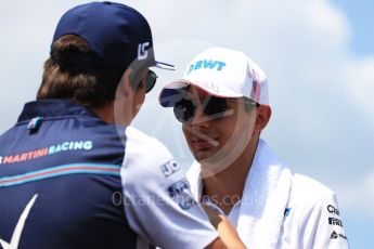 World © Octane Photographic Ltd. Formula 1 – Hungarian GP - Drivers’ Parade. Sahara Force India VJM11 - Esteban Ocon and Williams Martini Racing FW41 – Lance Stroll. Hungaroring, Budapest, Hungary. Sunday 29th July 2018.