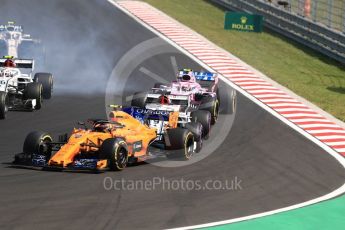 World © Octane Photographic Ltd. Formula 1 – Hungarian GP - Race. McLaren MCL33 – Stoffel Vandoorne, Alfa Romeo Sauber F1 Team C37 – Marcus Ericsson and Sahara Force India VJM11 - Esteban Ocon. Hungaroring, Budapest, Hungary. Sunday 29th July 2018.