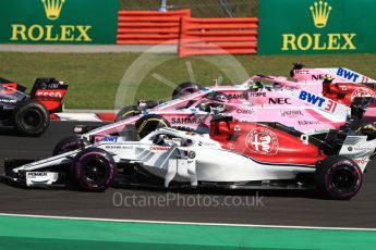 World © Octane Photographic Ltd. Formula 1 – Hungarian GP - Race. Alfa Romeo Sauber F1 Team C37 – Marcus Ericsson, Sahara Force India VJM11 - Esteban Ocon, Charles Leclerc and Sergio Perez. Hungaroring, Budapest, Hungary. Sunday 29th July 2018.