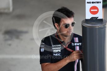 World © Octane Photographic Ltd. Formula 1 – Hungarian GP - Paddock. Sahara Force India - Sergio Perez. Hungaroring, Budapest, Hungary. Friday 27th July 2018.