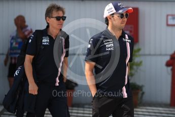 World © Octane Photographic Ltd. Formula 1 – Hungarian GP - Paddock. Sahara Force India VJM11 - Sergio Perez. Hungaroring, Budapest, Hungary. Saturday 28th July 2018.