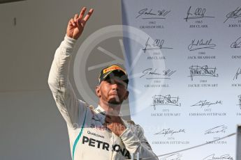 World © Octane Photographic Ltd. Formula 1 – Hungarian GP - Podium. Mercedes AMG Petronas Motorsport AMG F1 W09 EQ Power+ - Lewis Hamilton. Hungaroring, Budapest, Hungary. Sunday 29th July 2018.