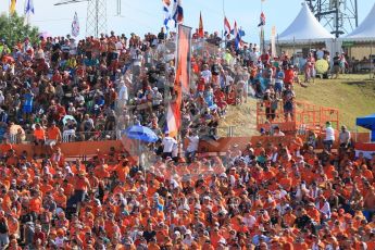 World © Octane Photographic Ltd. Formula 1 – Hungarian GP - Podium. Dutch Crowd in the start/finish straight grandstand. Hungaroring, Budapest, Hungary. Sunday 29th July 2018.