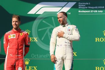 World © Octane Photographic Ltd. Formula 1 – Hungarian GP - Podium. Mercedes AMG Petronas Motorsport AMG F1 W09 EQ Power+ - Lewis Hamilton and Scuderia Ferrari SF71-H – Sebastian Vettel. Hungaroring, Budapest, Hungary. Sunday 29th July 2018.