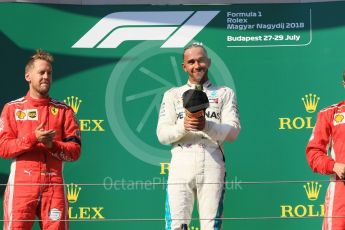 World © Octane Photographic Ltd. Formula 1 – Hungarian GP - Podium. Mercedes AMG Petronas Motorsport AMG F1 W09 EQ Power+ - Lewis Hamilton and Scuderia Ferrari SF71-H – Sebastian Vettel. Hungaroring, Budapest, Hungary. Sunday 29th July 2018.