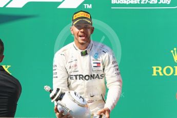 World © Octane Photographic Ltd. Formula 1 – Hungarian GP - Podium. Mercedes AMG Petronas Motorsport AMG F1 W09 EQ Power+ - Lewis Hamilton. Hungaroring, Budapest, Hungary. Sunday 29th July 2018.