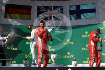 World © Octane Photographic Ltd. Formula 1 – Hungarian GP - Podium. Mercedes AMG Petronas Motorsport AMG F1 W09 EQ Power+ - Lewis Hamilton and Scuderia Ferrari SF71-H – Sebastian Vettel and Kimi Raikkonen. Hungaroring, Budapest, Hungary. Sunday 29th July 2018.