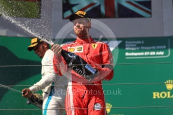 World © Octane Photographic Ltd. Formula 1 – Hungarian GP - Podium. Scuderia Ferrari SF71-H – Sebastian Vettel and Mercedes AMG Petronas Motorsport AMG F1 W09 EQ Power+ - Lewis Hamilton. Hungaroring, Budapest, Hungary. Sunday 29th July 2018.