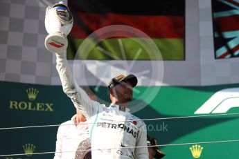 World © Octane Photographic Ltd. Formula 1 – Hungarian GP - Podium. Mercedes AMG Petronas Motorsport AMG F1 W09 EQ Power+ - Lewis Hamilton. Hungaroring, Budapest, Hungary. Sunday 29th July 2018.