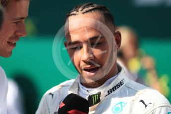 World © Octane Photographic Ltd. Formula 1 – Hungarian GP - Parc Ferme. Mercedes AMG Petronas Motorsport AMG F1 W09 EQ Power+ - Lewis Hamilton and Paul di Resta. Hungaroring, Budapest, Hungary. Sunday 29th July 2018.