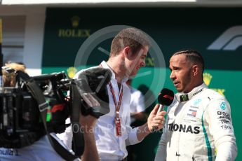 World © Octane Photographic Ltd. Formula 1 – Hungarian GP - Parc Ferme. Mercedes AMG Petronas Motorsport AMG F1 W09 EQ Power+ - Lewis Hamilton and Paul di Resta. Hungaroring, Budapest, Hungary. Sunday 29th July 2018.