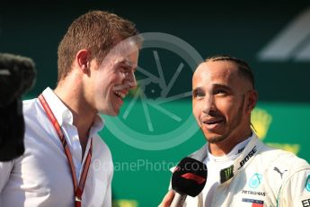 World © Octane Photographic Ltd. Formula 1 – Hungarian GP - Parc Ferme. Mercedes AMG Petronas Motorsport AMG F1 W09 EQ Power+ - Lewis Hamilton and Paul di Resta. Hungaroring, Budapest, Hungary. Sunday 29th July 2018.