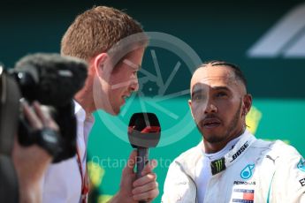 World © Octane Photographic Ltd. Formula 1 – Hungarian GP - Parc Ferme. Mercedes AMG Petronas Motorsport AMG F1 W09 EQ Power+ - Lewis Hamilton and Paul di Resta. Hungaroring, Budapest, Hungary. Sunday 29th July 2018.