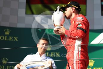 World © Octane Photographic Ltd. Formula 1 – Hungarian GP - Podium. Scuderia Ferrari SF71-H – Sebastian Vettel and Mercedes AMG Petronas Motorsport AMG F1 W09 EQ Power+ - Lewis Hamilton. Hungaroring, Budapest, Hungary. Sunday 29th July 2018.