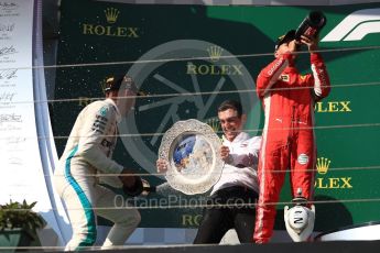 World © Octane Photographic Ltd. Formula 1 – Hungarian GP - Podium. Scuderia Ferrari SF71-H – Sebastian Vettel, Mercedes AMG Petronas Motorsport AMG F1 W09 EQ Power+ - Lewis Hamilton and Riccardo Musconi - Senior Race Engineer car #44. Hungaroring, Budapest, Hungary. Sunday 29th July 2018.