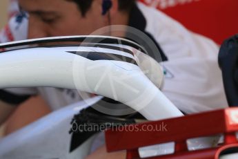 World © Octane Photographic Ltd. Formula 1 – Hungarian GP - Practice 1. Alfa Romeo Sauber F1 Team C37 haol marking in memory of Sergio Marchionne. Hungaroring, Budapest, Hungary. Friday 27th July 2018.