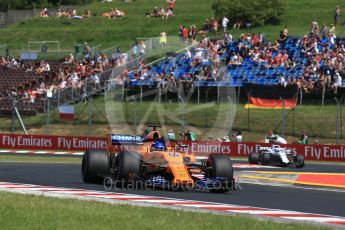 World © Octane Photographic Ltd. Formula 1 – Hungarian GP - Practice 1. McLaren MCL33 – Fernando Alonso and Alfa Romeo Sauber F1 Team C37 – Marcus Ericsson. Hungaroring, Budapest, Hungary. Friday 27th July 2018.