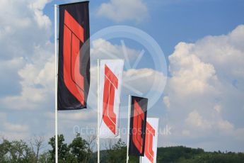 World © Octane Photographic Ltd. Formula 1 – Hungarian GP - Practice 2. Formula 1 flags. Hungaroring, Budapest, Hungary. Friday 27th July 2018.