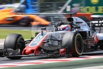 World © Octane Photographic Ltd. Formula 1 – Hungarian GP - Practice 3. Haas F1 Team VF-18 – Romain Grosjean and McLaren MCL33 – Stoffel Vandoorne. Hungaroring, Budapest, Hungary. Saturday 28th July 2018.