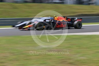 World © Octane Photographic Ltd. Formula 1 – Hungarian GP - Practice 3. Aston Martin Red Bull Racing TAG Heuer RB14 – Max Verstappen and Alfa Romeo Sauber F1 Team C37 – Charles Leclerc. Hungaroring, Budapest, Hungary. Saturday 28th July 2018.