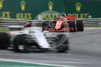 World © Octane Photographic Ltd. Formula 1 – Hungarian GP - Qualifying. Alfa Romeo Sauber F1 Team C37 – Marcus Ericsson and Scuderia Ferrari SF71-H – Kimi Raikkonen. Hungaroring, Budapest, Hungary. Saturday 28th July 2018.