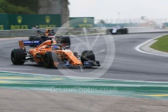 World © Octane Photographic Ltd. Formula 1 – Hungarian GP - Qualifying. McLaren MCL33 – Fernando Alonso and Aston Martin Red Bull Racing TAG Heuer RB14 – Max Verstappen. Hungaroring, Budapest, Hungary. Saturday 28th July 2018.