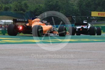 World © Octane Photographic Ltd. Formula 1 – Hungarian GP - Qualifying. McLaren MCL33 – Stoffel Vandoorne and Williams Martini Racing FW41 – Lance Stroll. Hungaroring, Budapest, Hungary. Saturday 28th July 2018.