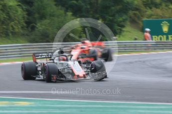 World © Octane Photographic Ltd. Formula 1 – Hungarian GP - Qualifying. Haas F1 Team VF-18 – Romain Grosjean and Scuderia Ferrari SF71-H – Sebastian Vettel. Hungaroring, Budapest, Hungary. Saturday 28th July 2018.