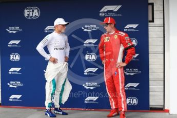 World © Octane Photographic Ltd. Formula 1 – Hungarian GP - Qualifying. Mercedes AMG Petronas Motorsport AMG F1 W09 EQ Power+ - Valtteri Bottas and Scuderia Ferrari SF71-H – Kimi Raikkonen. Hungaroring, Budapest, Hungary. Saturday 28th July 2018.