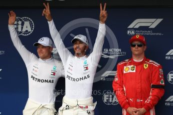 World © Octane Photographic Ltd. Formula 1 – Hungarian GP - Qualifying. Mercedes AMG Petronas Motorsport AMG F1 W09 EQ Power+ - Lewis Hamilton and Valtteri Bottas and Scuderia Ferrari SF71-H – Kimi Raikkonen. Hungaroring, Budapest, Hungary. Saturday 28th July 2018.