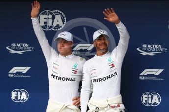 World © Octane Photographic Ltd. Formula 1 – Hungarian GP - Qualifying. Mercedes AMG Petronas Motorsport AMG F1 W09 EQ Power+ - Lewis Hamilton and Valtteri Bottas. Hungaroring, Budapest, Hungary. Saturday 28th July 2018.