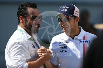 World © Octane Photographic Ltd. Formula 1 – Hungarian GP - Paddock. Sahara Force India - Sergio Perez. Hungaroring, Budapest, Hungary. Sunday 29th July 2018.