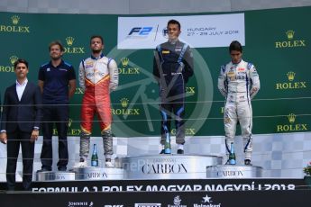 World © Octane Photographic Ltd. FIA Formula 2 (F2) – Hungarian GP - Race 2. DAMS - Alexander Albon, Campos Vexatec Racing - Luca Ghiotto and Carlin - Sergio Sette Camara. Hungaroring, Budapest, Hungary. Sunday 29th July 2018.