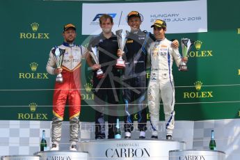 World © Octane Photographic Ltd. FIA Formula 2 (F2) – Hungarian GP - Race 2. DAMS - Alexander Albon, Campos Vexatec Racing - Luca Ghiotto and Carlin - Sergio Sette Camara. Hungaroring, Budapest, Hungary. Sunday 29th July 2018.