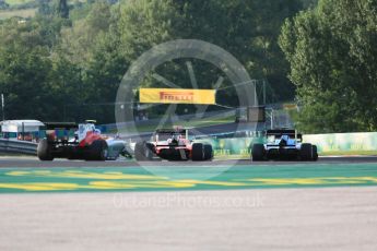 World © Octane Photographic Ltd. GP3 – Hungarian GP – Race 1. The pack heads away from Turn 2. Hungaroring, Budapest, Hungary. Saturday 28th July 2018.