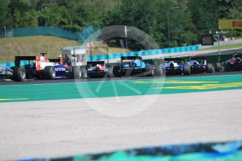 World © Octane Photographic Ltd. GP3 – Hungarian GP – Race 2. The pack head through turn 2. Hungaroring, Budapest, Hungary. Sunday 29th July 2018.