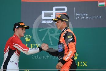 World © Octane Photographic Ltd. GP3 – Hungarian GP – Race 2. MP Motorsport - Dorian Boccolacci and ART Grand Prix - Callum Illot. Hungaroring, Budapest, Hungary. Sunday 29th July 2018.