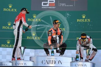 World © Octane Photographic Ltd. GP3 – Hungarian GP – Race 2. MP Motorsport - Dorian Boccolacci, ART Grand Prix - Callum Illot and Anthoine Hubert. Hungaroring, Budapest, Hungary. Sunday 29th July 2018.