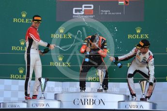 World © Octane Photographic Ltd. GP3 – Hungarian GP – Race 2. MP Motorsport - Dorian Boccolacci, ART Grand Prix - Callum Illot and Anthoine Hubert. Hungaroring, Budapest, Hungary. Sunday 29th July 2018.