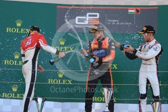 World © Octane Photographic Ltd. GP3 – Hungarian GP – Race 2. MP Motorsport - Dorian Boccolacci, ART Grand Prix - Callum Illot and Anthoine Hubert. Hungaroring, Budapest, Hungary. Sunday 29th July 2018.