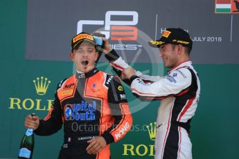 World © Octane Photographic Ltd. GP3 – Hungarian GP – Race 2. MP Motorsport - Dorian Boccolacci and ART Grand Prix - Anthoine Hubert. Hungaroring, Budapest, Hungary. Sunday 29th July 2018.