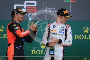 World © Octane Photographic Ltd. GP3 – Hungarian GP – Race 2. MP Motorsport - Dorian Boccolacci and ART Grand Prix - Anthoine Hubert. Hungaroring, Budapest, Hungary. Sunday 29th July 2018.